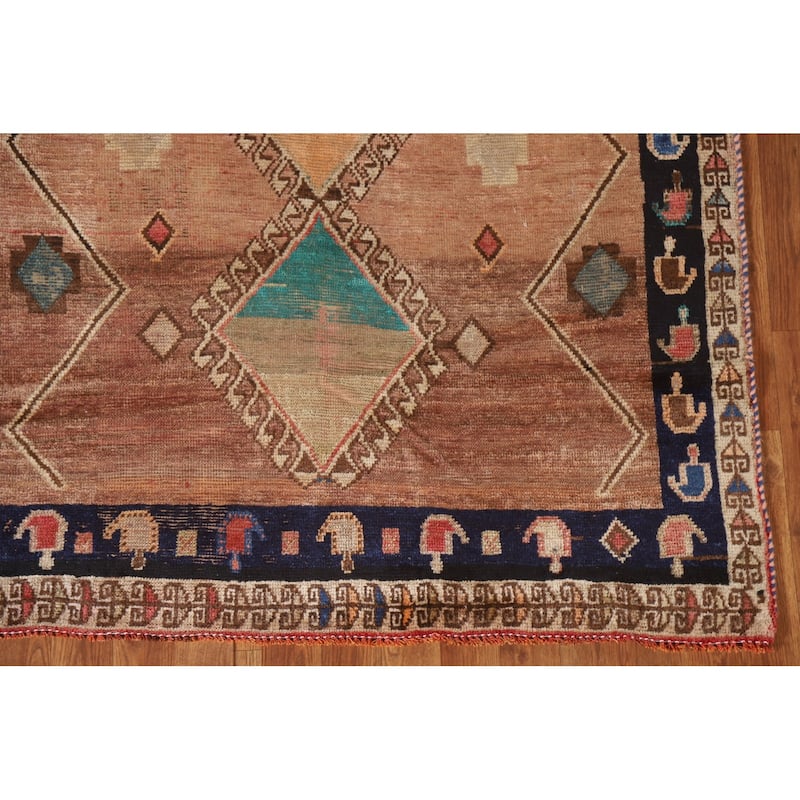 Vegetable Dye Gabbeh Qashqai Persian Antique Rug Handmade Wool Carpet - 4'2"x 7'3"