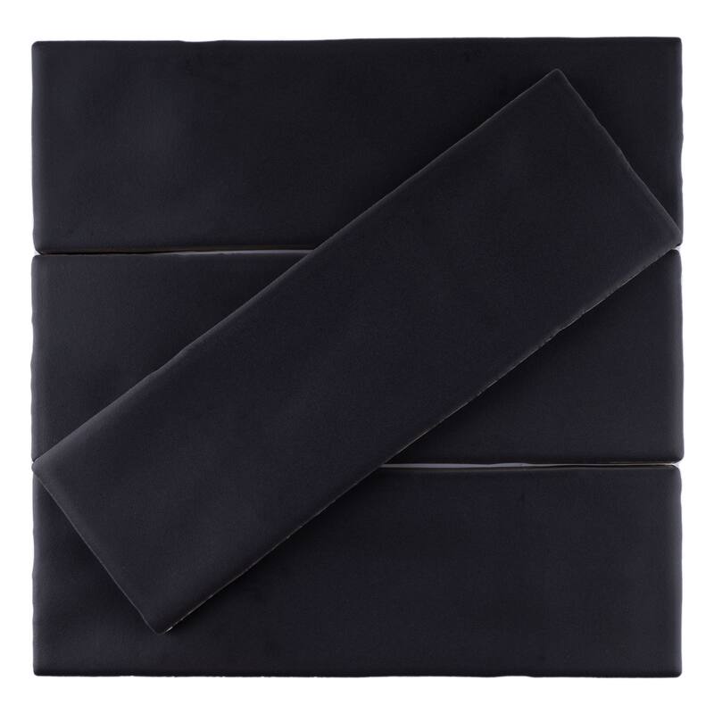 TileGen. Borgo 2.6" x 7.9" Porcelain in Matte Noir Black Wall & Floor Tile (56 tiles/7.76 sqft.)
