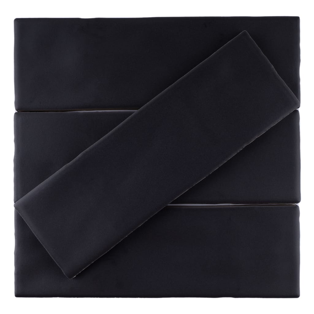 TileGen. Borgo 2.6" x 7.9" Porcelain in Matte Noir Black Wall & Floor Tile (56 tiles/7.76 sqft.)