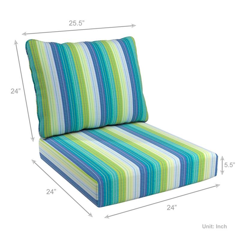 California Umbrella Outdoor Deep Seat Cushion Set, 24" x 48", Sunbrella Fabric, Densified Fiber Fill