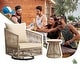 preview thumbnail 35 of 36, 3-piece Cushioned Swivel Patio Wicker Furniture Set Outdoor Rattan Bistro Set