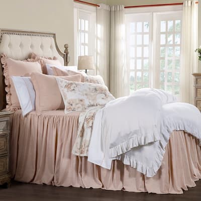 HiEnd Accents Luna Washed Linen Romantic Shabby Chic 3 Piece Bedspread Set