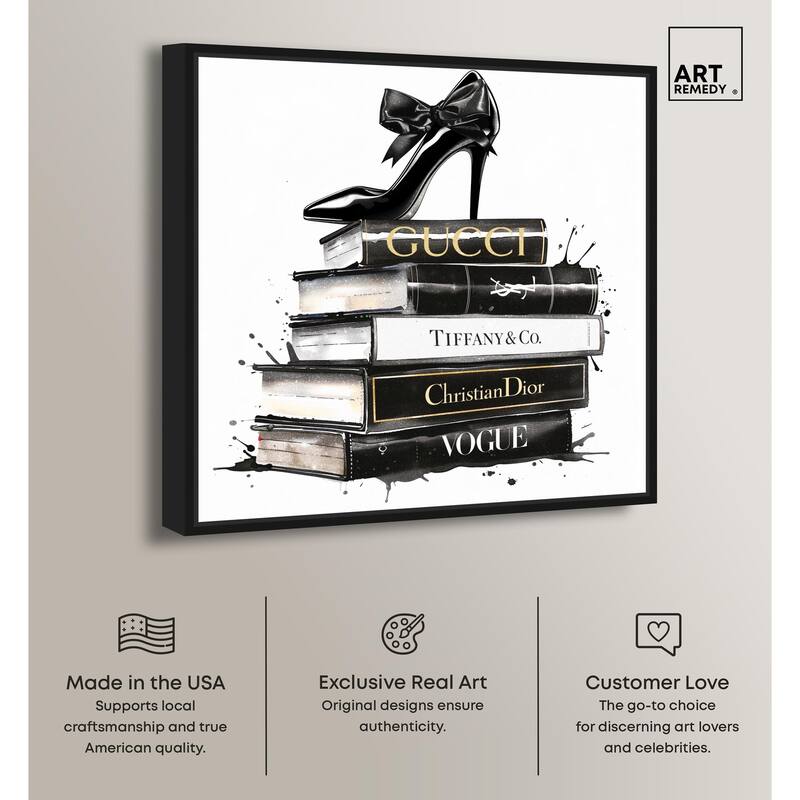 Inky Book Stack Canvas by Art Remedy