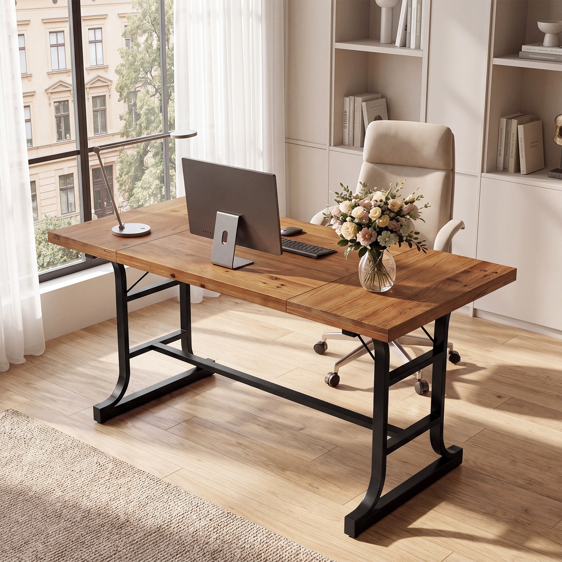 Solid Wood Executive Desk, 63-Inch Computer Office Desk
