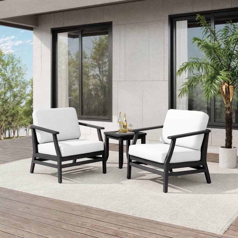 Teak Outdoor Bistro Set with Weather-Resistant Cushions (3-Piece Set)