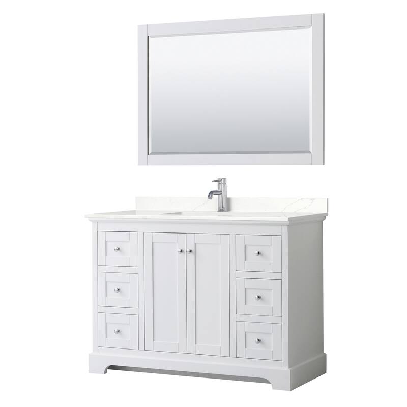 Wyndham Collection WCV232348S-QTZ-UNSM46 Avery 48" Free Standing - White / Giotto Quartz Top / Polished Chrome