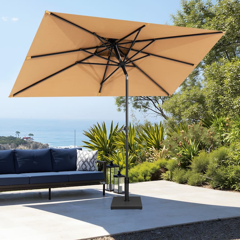 Pellebant Outdoor Patio 10 X 6.5 FT Double Top Market Umbrella with Base