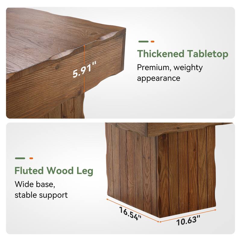 Farmhouse Coffee Table, 47 Inches Solid Wood Center Tables with Base