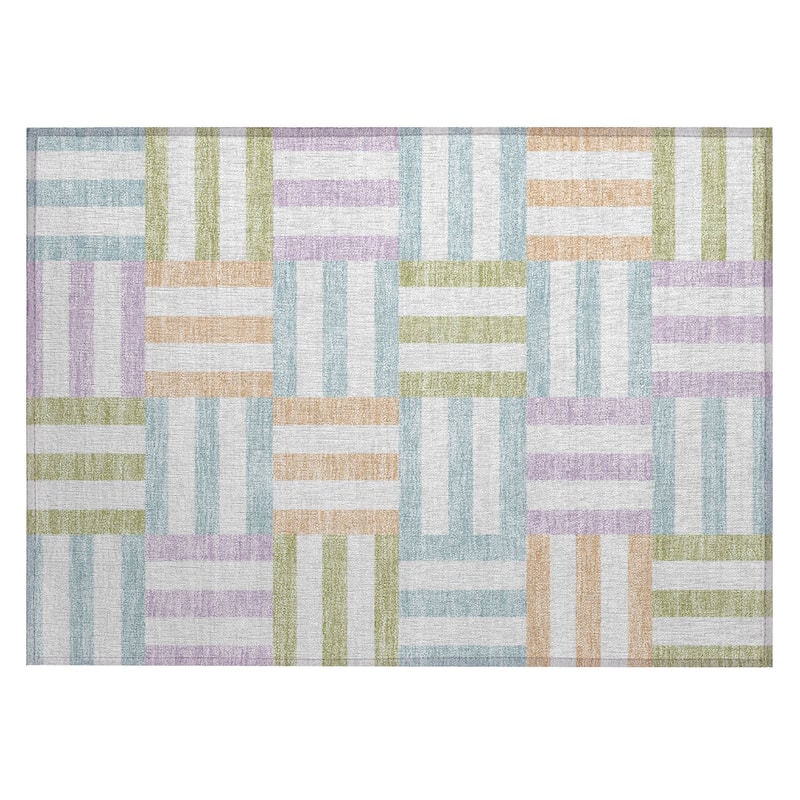 Machine Washable Indoor/ Outdoor Modern Hatch Chantille Rug