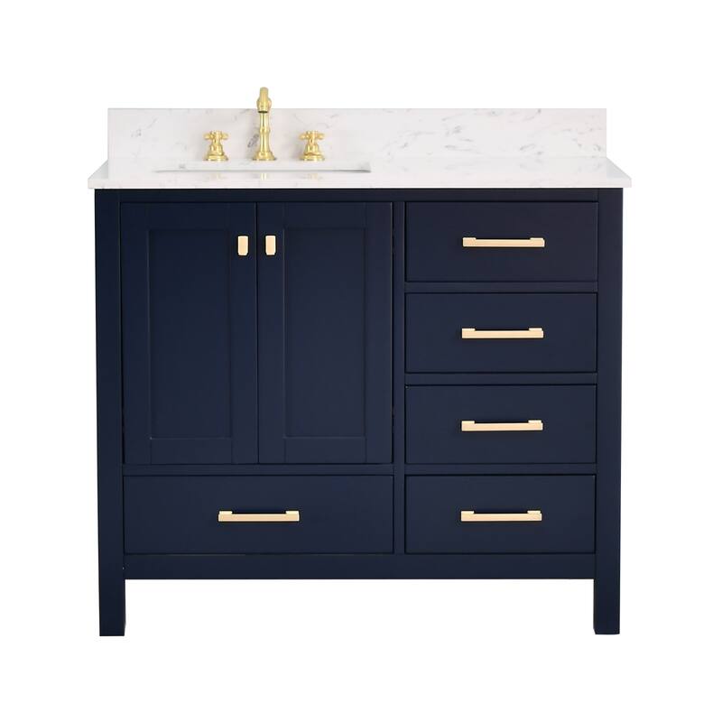 PROOX 42inch Freestanding Bathroom Vanity w Engineered Counter Top Cearmic Sink - Blue