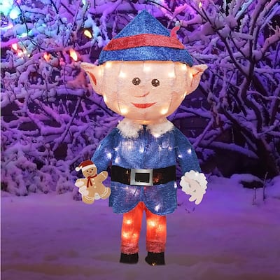 24" Rudolph 3D PreLit LED Yard Art Boy Elf