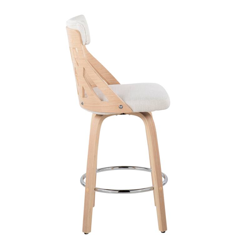 York Mid-Century Modern 26" Counter Stool in Wood and Fabric