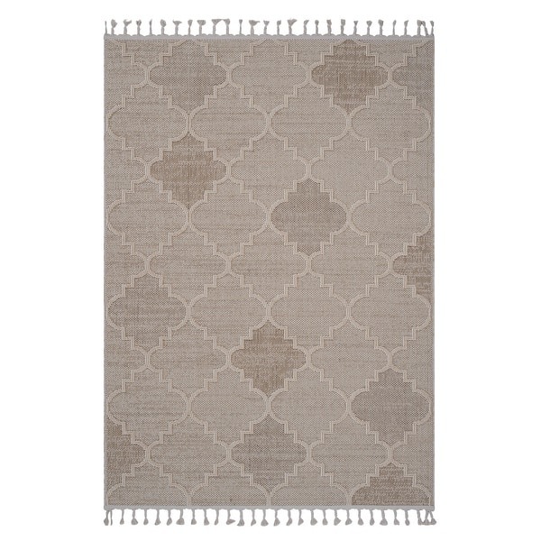 slide 2 of 8, LOOM & LUXE Collection Cream/Trellis Indoor/Outdoor Area Rug 120" D x 93" W x 0.28" H