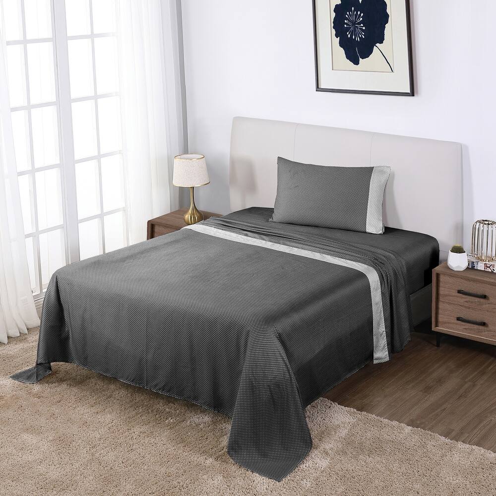 Anne Klein Westhill Dot 4-Piece Anti-microbial Cotton Sateen Sheet Set