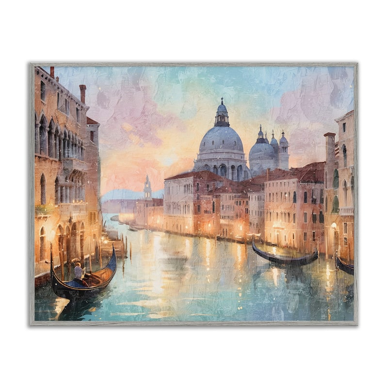 Stupell Scenic Venetian Canal Framed Giclee Art Design By Kim Allen - 20 x 16 - Grey