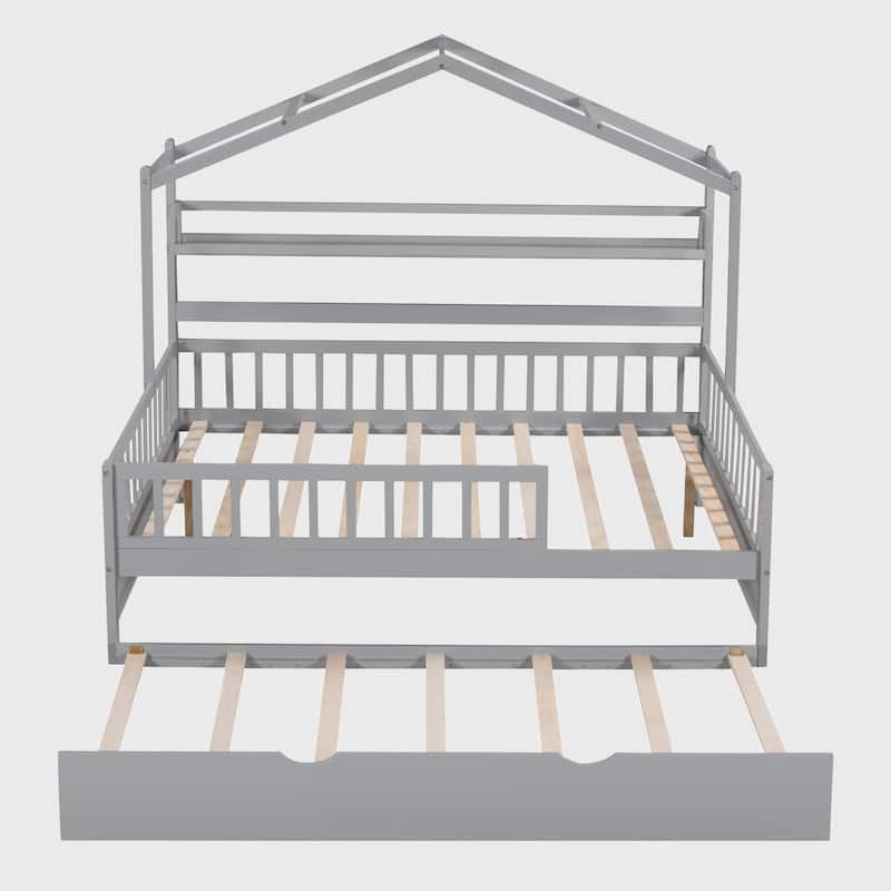 Full Size House Bed with Twin Size Trundle