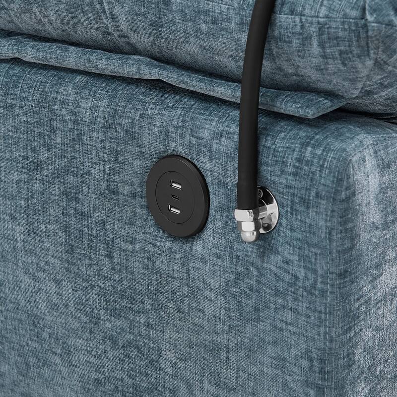 Double Recliner Chair with Adjustable Backrest, Storage Ottoman, USB Port & Phone Stand