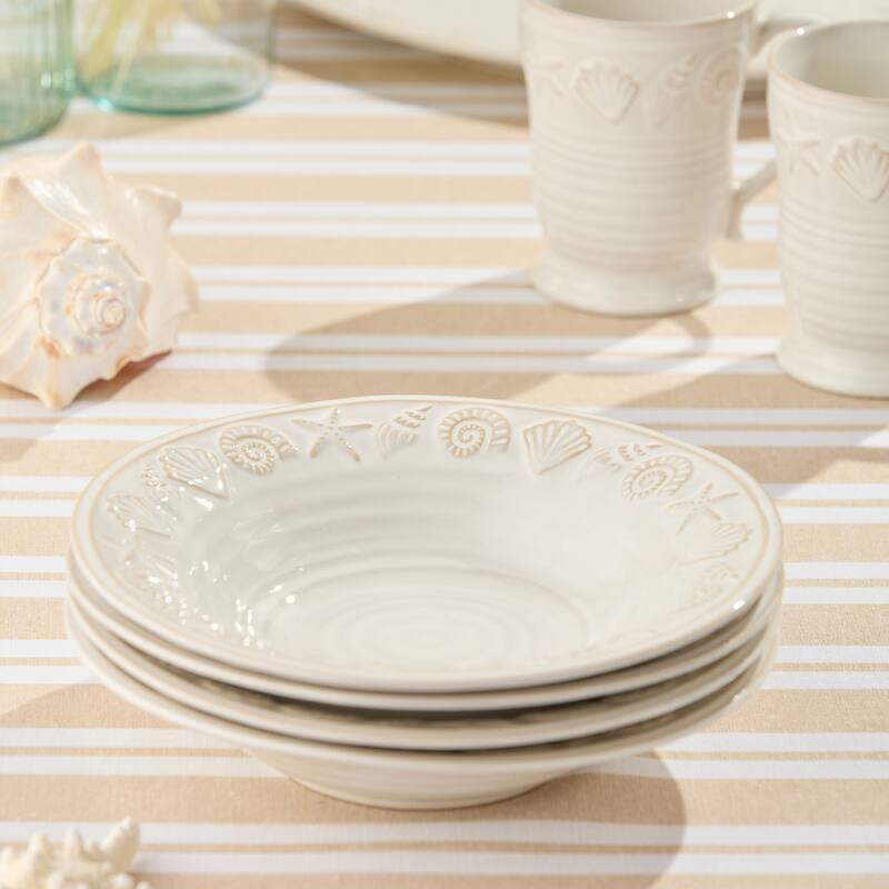 Certified International Coastline Cream 9" Soup/Cereal Bowls, Set of 4 - 9.00"L x 9.00"W x 2.00"H