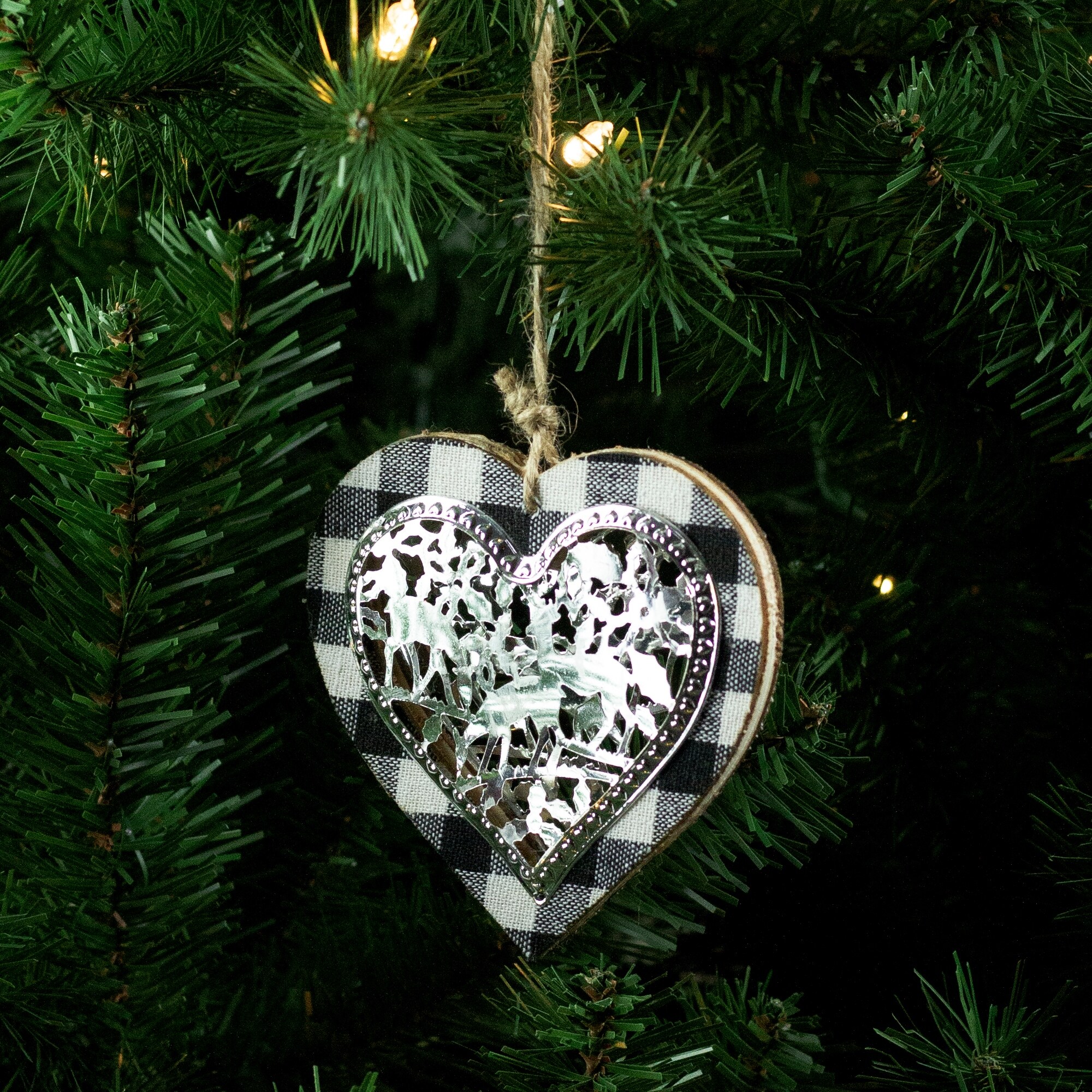 Shop 4 25 Black And White Buffalo Plaid Heart Shaped Reindeer
