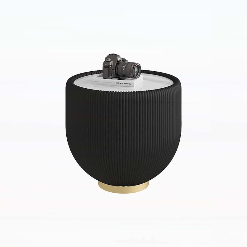 Coffee and Sofa Side Table for Modern Living Room Furniture - Gold+Black+Marble-19.69''Lx19.69''Wx16.93''H