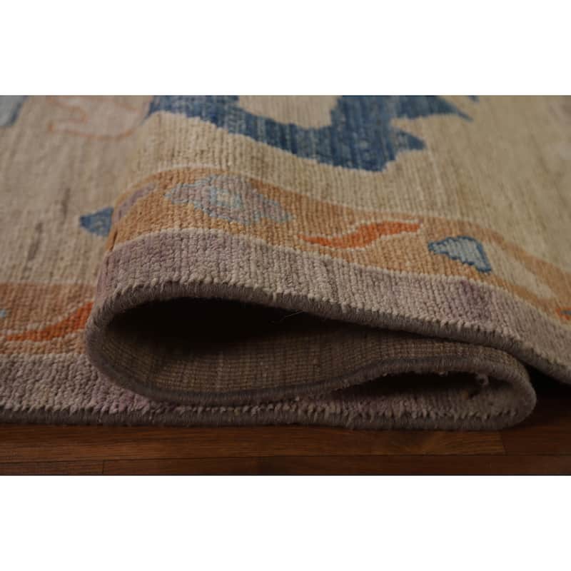 Floral Oushak Turkish Area Rug Handmade Grey Wool Carpet - 9'4"x 12'2"