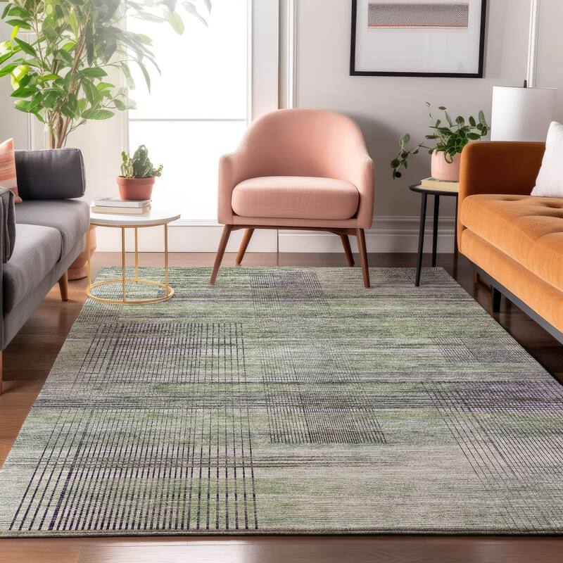Premium Washable Super Soft Modern Criss Cross Mayfield Rug - Aloe - 3' x 5' - Rectangle