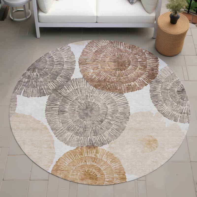 Machine Washable Indoor/ Outdoor Contemporary Devaughn Chantille Rug - Copper - 8' x 8'