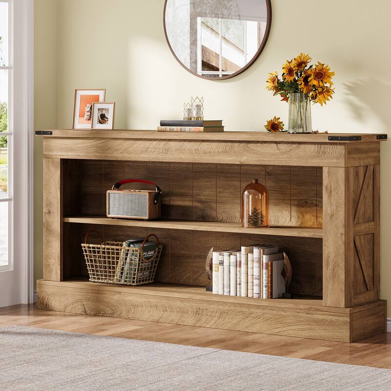 63 Inch Long Console Table with 3 Tiers Storage Shelves for Entryway - 11.81"D x 63"W x 33.3"H