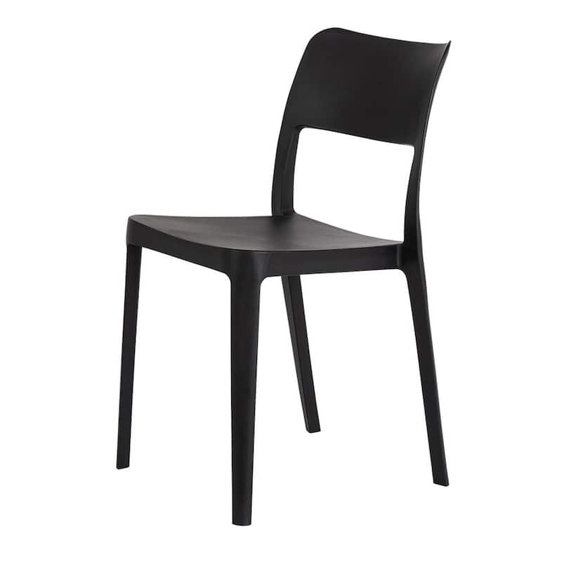 HomeRoots Set of Two Black Heavy Duty Plastic Outdoor Stacking Accent Chairs