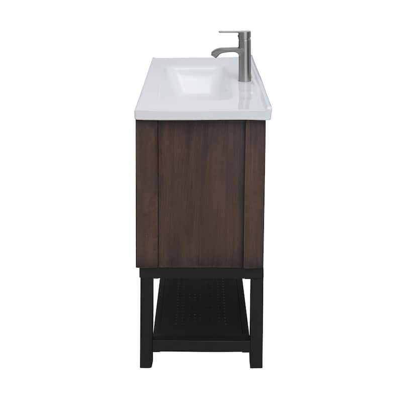 36" Bathroom Vanity with White Ceramic Sink & Hot and Cold Faucet