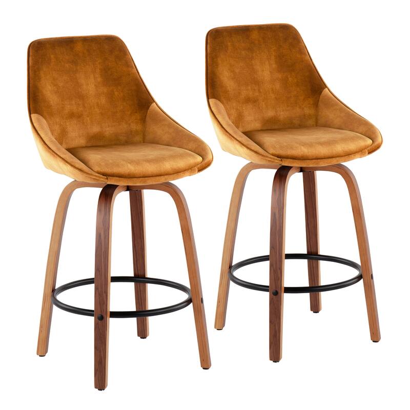 Carson Carrington Alba Velvet Counter Stool with Black Round Footrest (Set of 2)