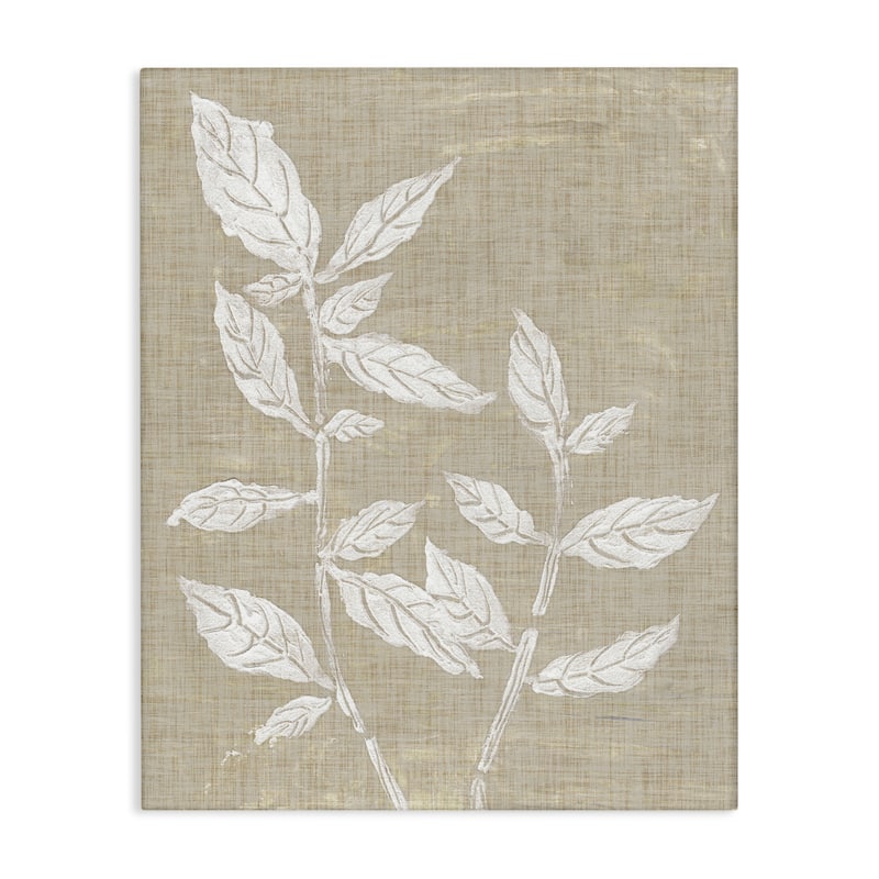 Stupell Leaves on Distressed Textile Canvas Wall Art Design By Melissa Wang - 16 x 20