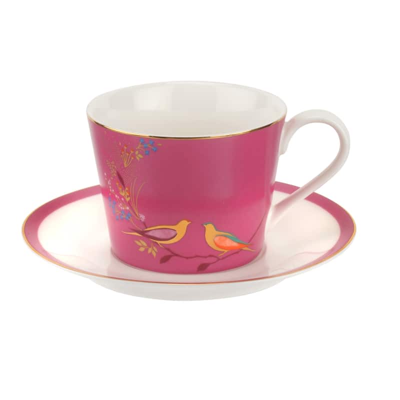 Sara Miller for Portmeirion London Chelsea Teacup and Saucer - 8 oz. - Pink