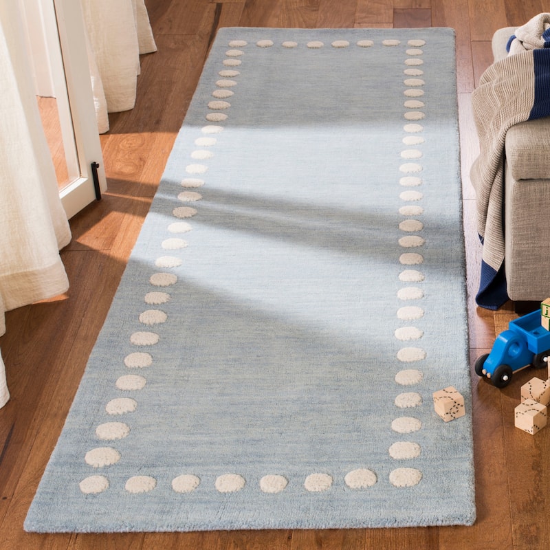 SAFAVIEH Handmade Kids Armanda Wool Rug - Blue/Ivory - 2'6" x  8' - Runner