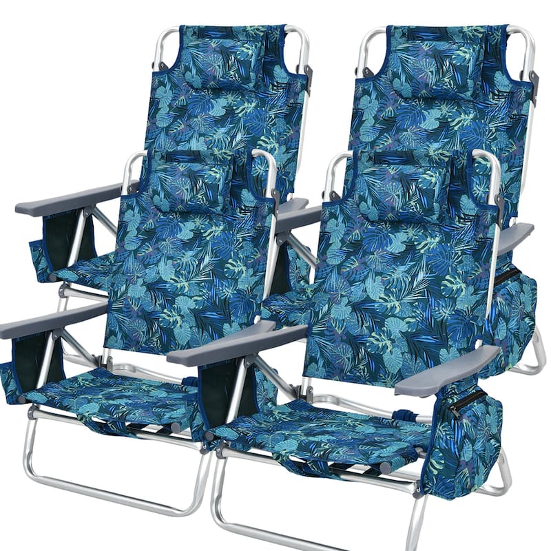 Costway 4-Pack Folding Backpack Beach Chair 5-Position Outdoor - See Details