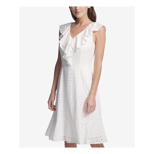 white formal dress knee length