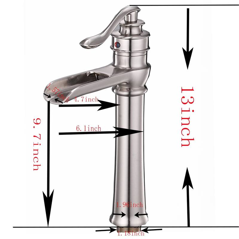 Waterfall Bathroom Vessel Faucet Single Handle Bathroon Vessel Sink Faucets Single Hole High Modern Basin Vanity High Taps