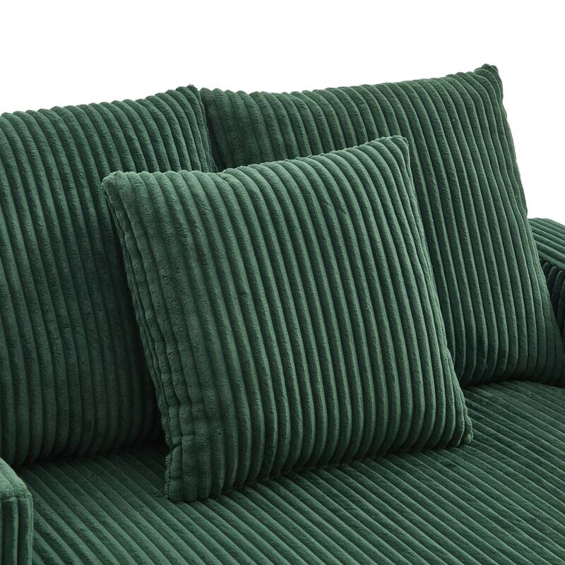 GDFStudio - Corduroy Recliner Sofa with USB Charging, RGB LED Light Strip - Suitable for Living Room and Bedroom