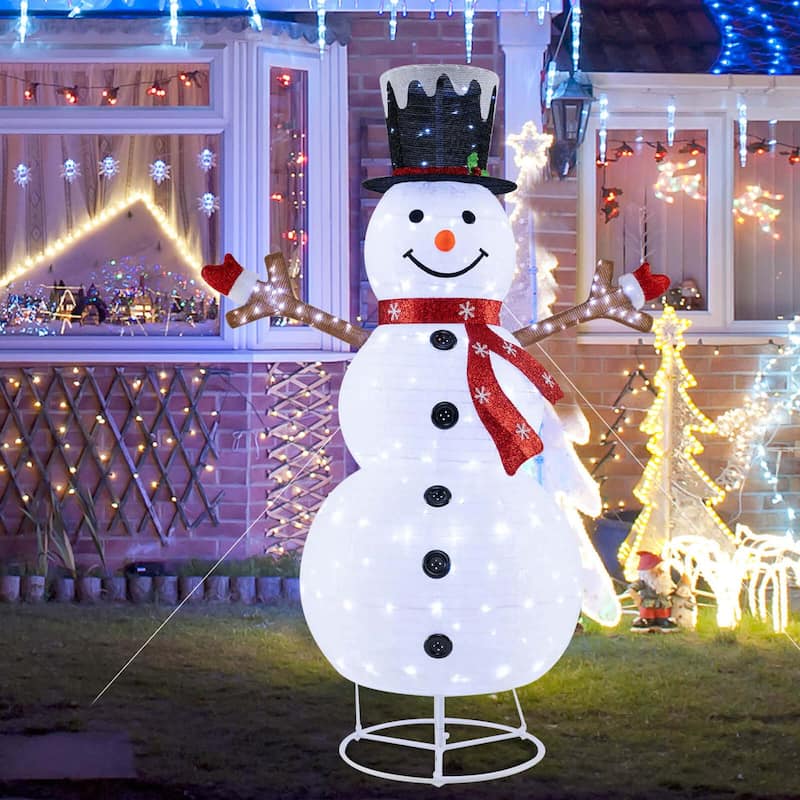 Costway 6ft Lighted Pop-Up Christmas Snowman with Hat and Scarf 180 - as pic shows - See Details