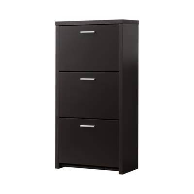 3 Drawers Tall Shoe Cabinet in Black