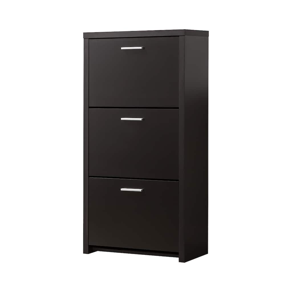 3 Drawers Tall Shoe Cabinet in Black