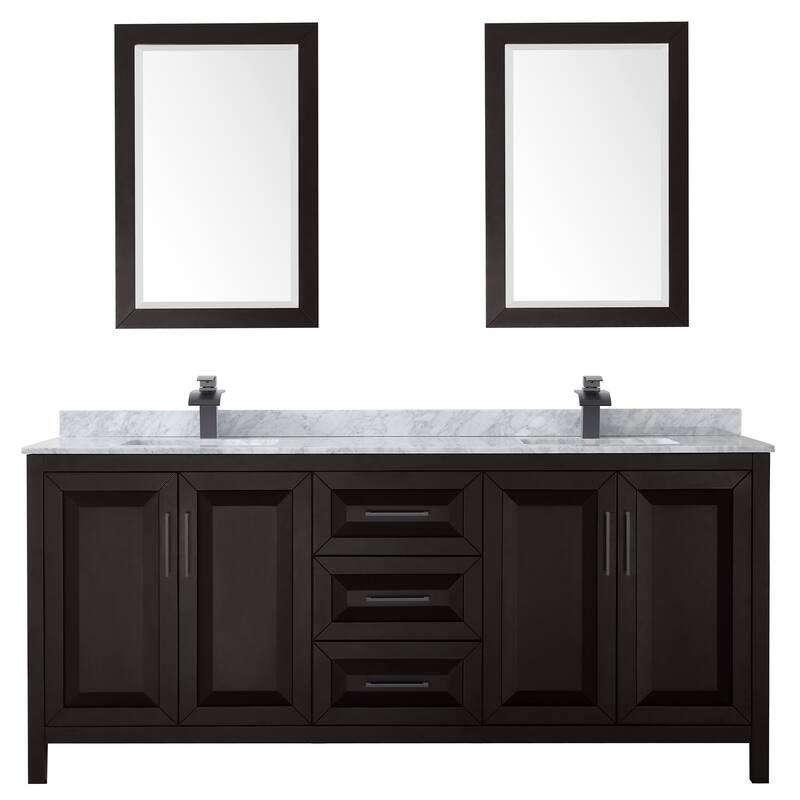 Daria 80-inch Double Vanity, Marble Top, 24-inch Mirrors