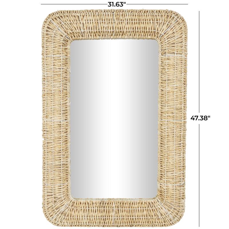 Jute Rope Handmade Woven Wall Mirror - Brown - Roche River Decor