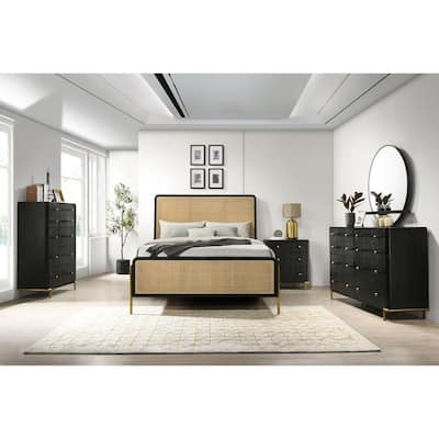 Anser Black and Natural 5-piece Bedroom Set