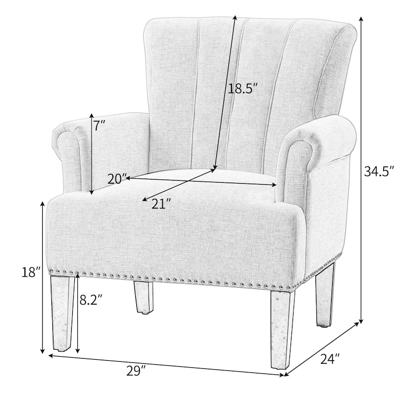 Cream 24" Polyester Accent Chair