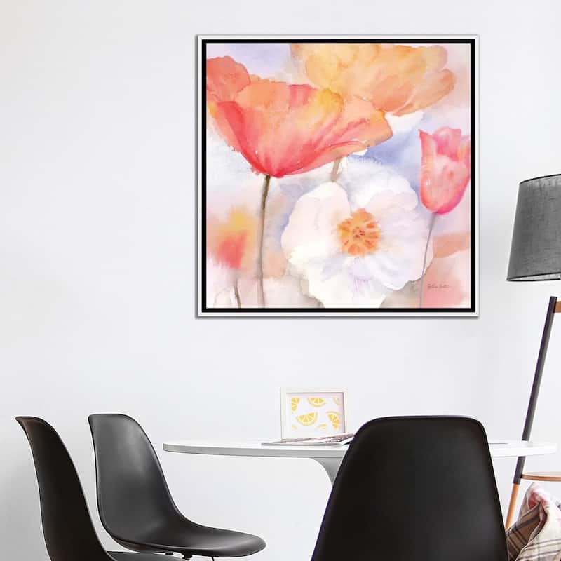 iCanvas "Watercolor Poppy Meadow Pastel I" by Cynthia Coulter Framed Canvas Print