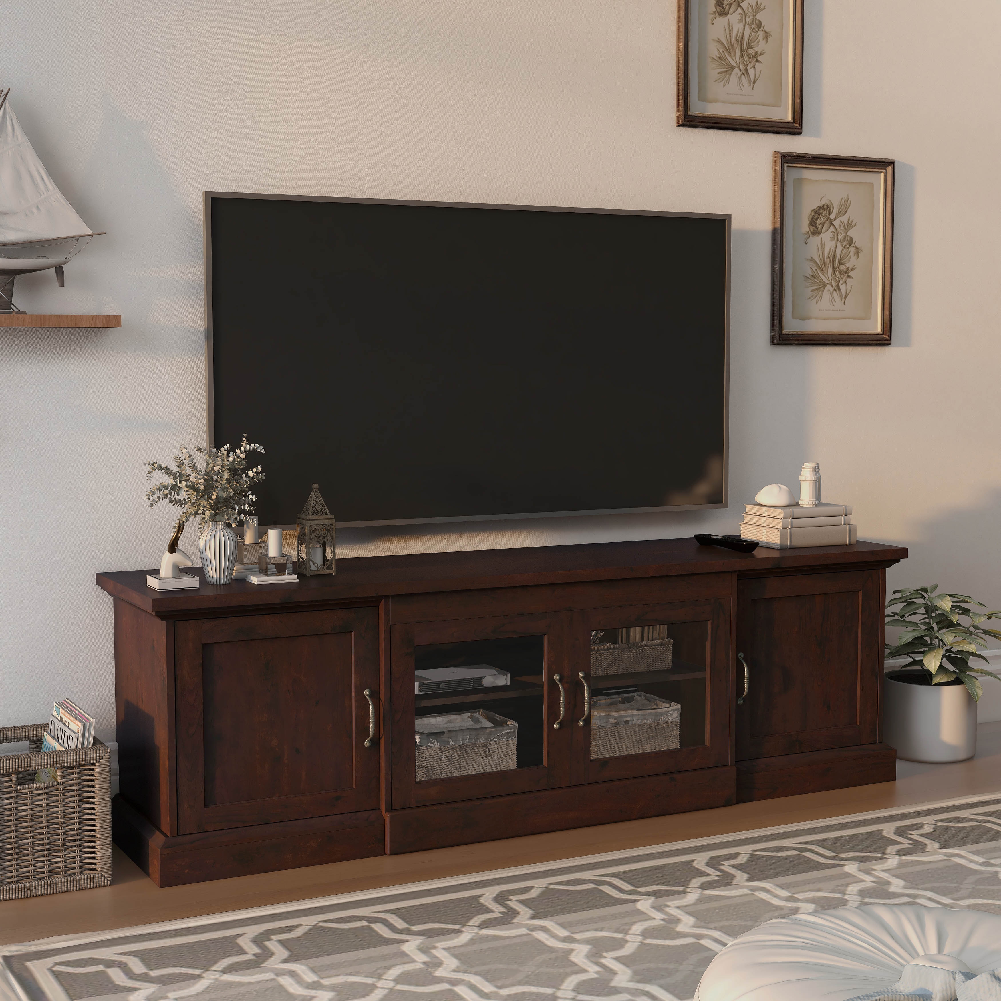 DH BASIC Timeless 68 Wide Walnut Entertainment Center by Denhour