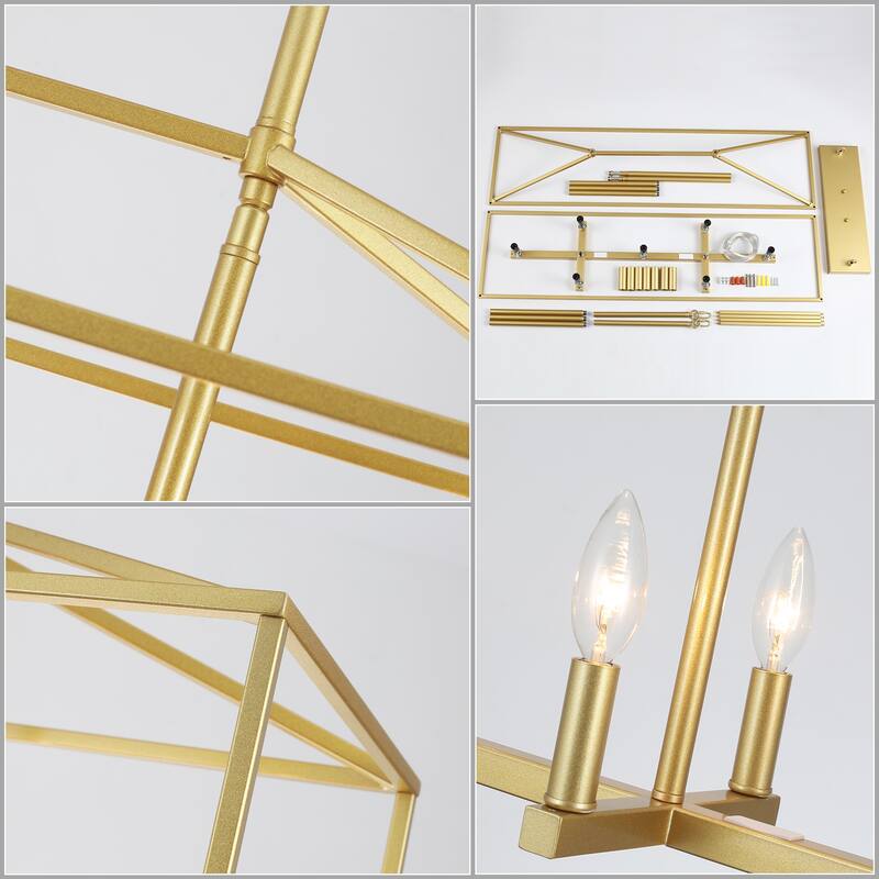 37.79" Wide 7-Light Traditional Farmhouse Rectangle Chandelier, Semi Flush Mount Chandelier, Kitchen Island Chandelier
