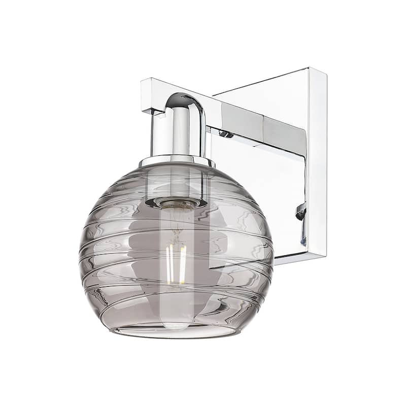 Innovations Lighting 716-1W-11-8 Athens Deco Swirl Sconce Athens Deco - Polished Chrome / Light Smoke Deco Swirl