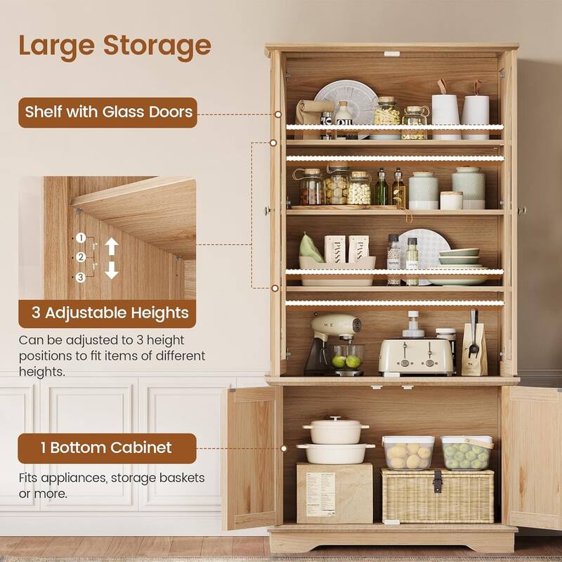 Tall Arched Cabinet Bookcase with storage Bookshelf 2 Door